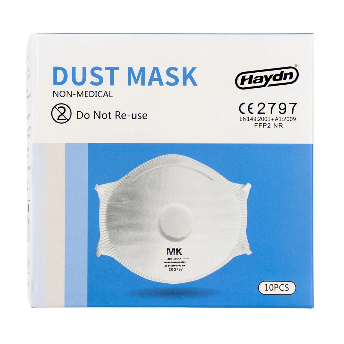 Dust Mask with Valve - P2 - 3 Layer - 10PK