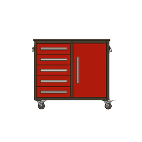 Ultimate Trolley Workbench with Drawers and Cupboard Red