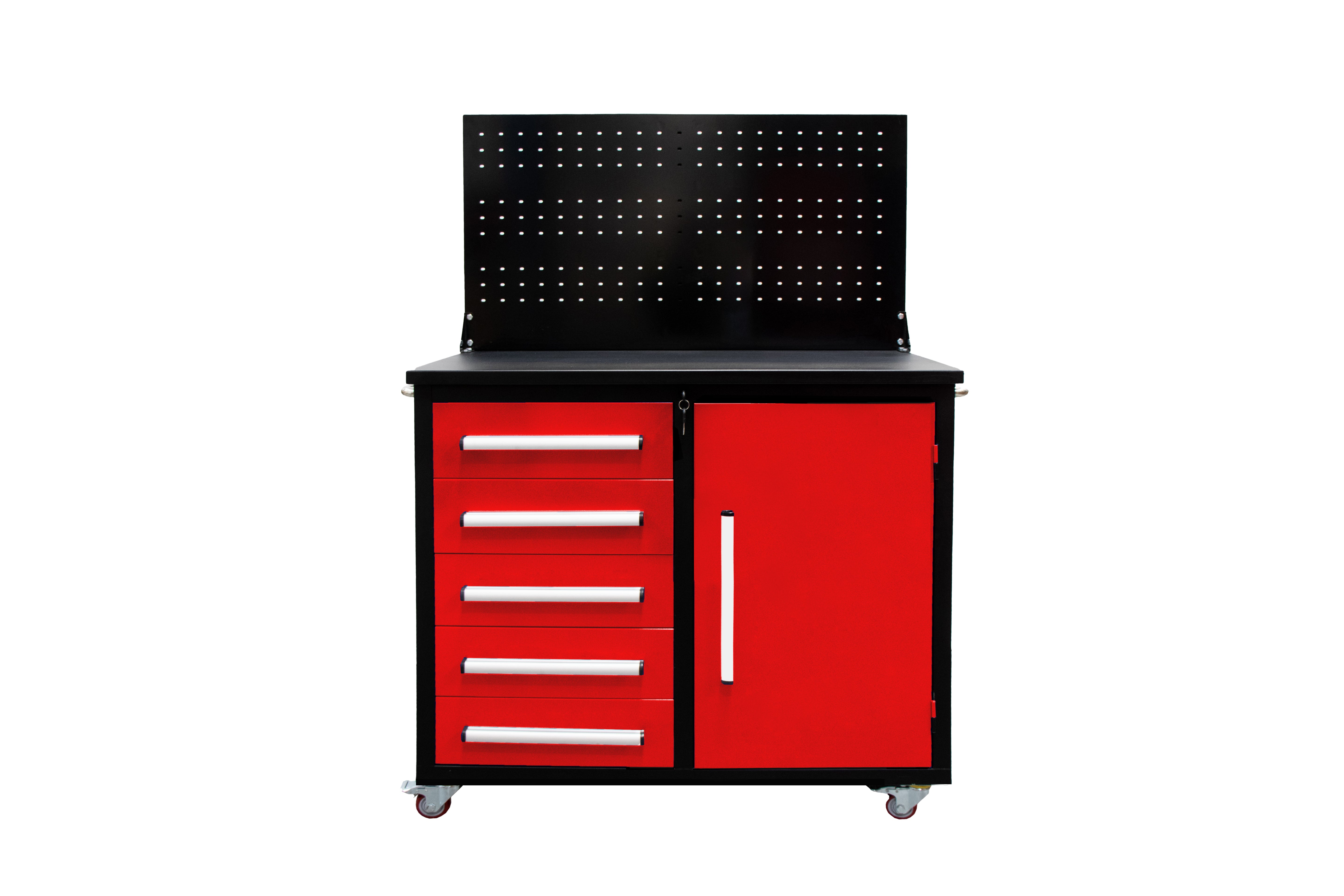 Ultimate Trolley Workbench with Drawers and Cupboard Red