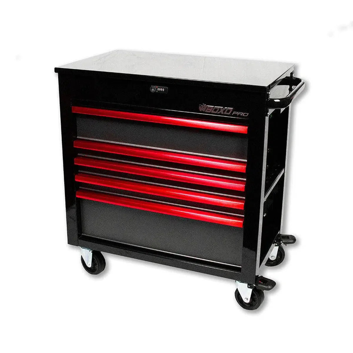 Pro Series | 35" 5 Drawer Service Cart w/ Digit Lock - Black (No Red Strip)