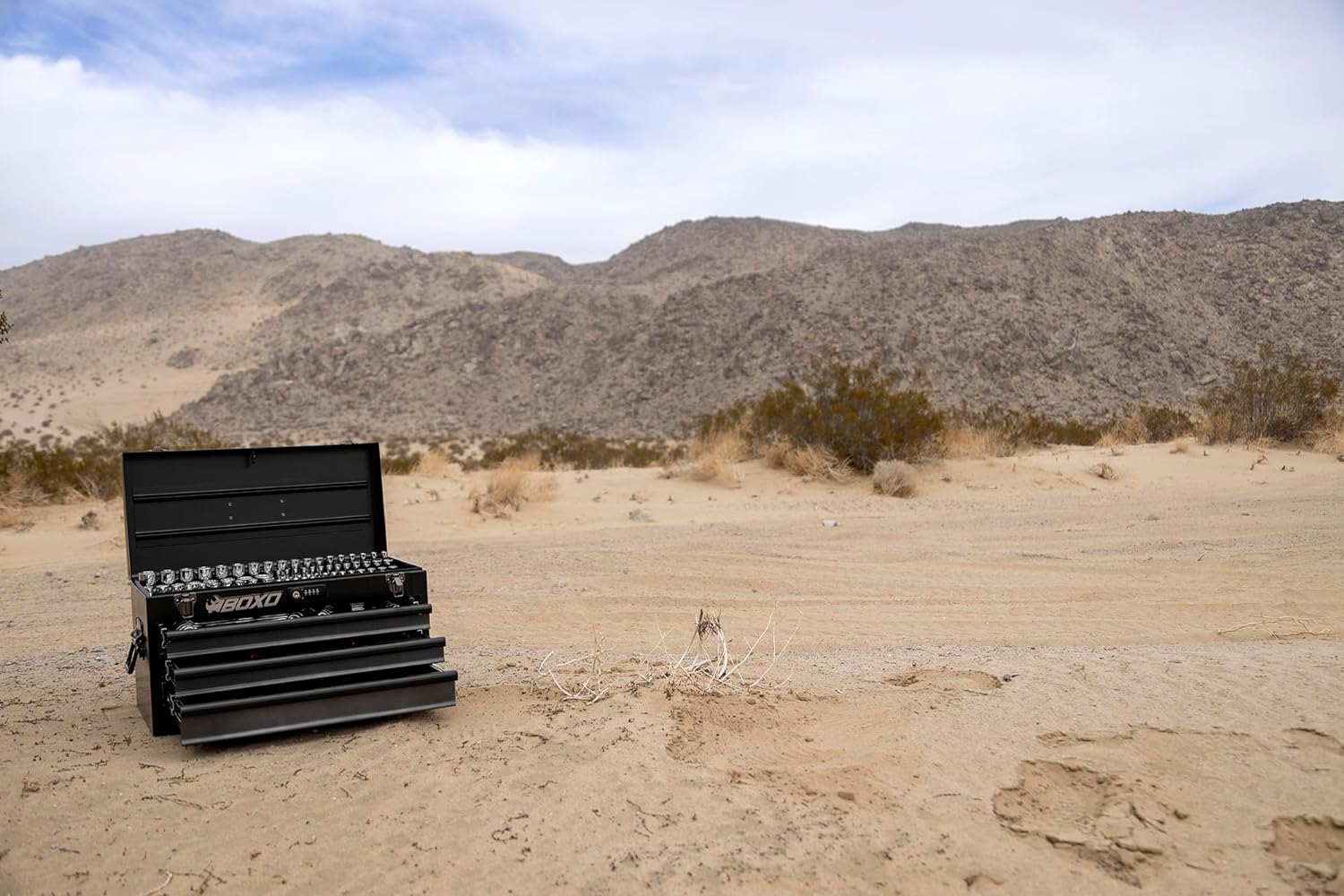 20" 3-Drawer Portable Steel Tool Box | Black/Blue