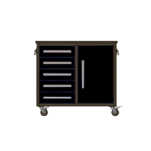 Ultimate Trolley Workbench with Drawers and Cupboard Black