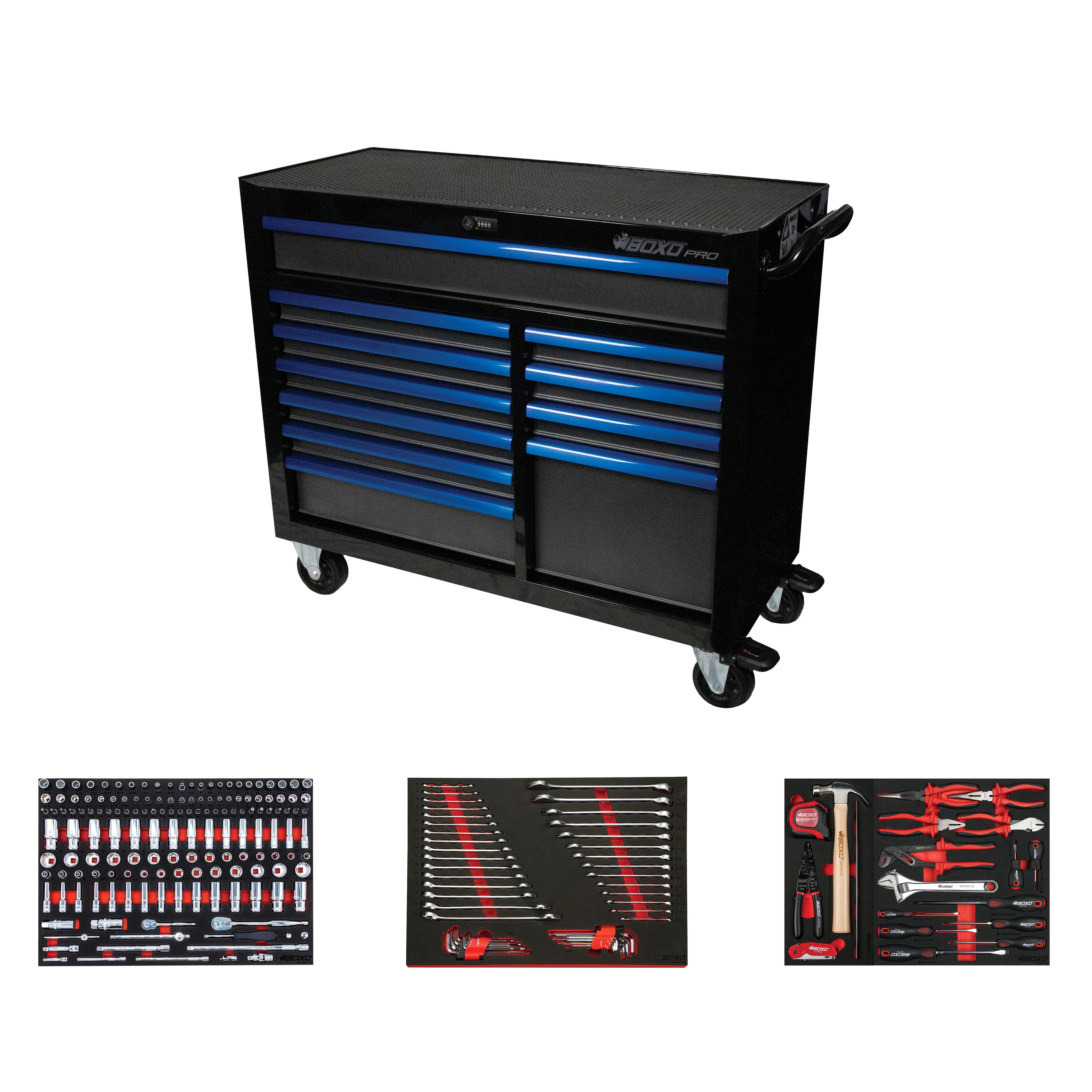 Pro Series | 45" 11-Drawer Bottom Roll Tool Cabinet | Gloss Black
