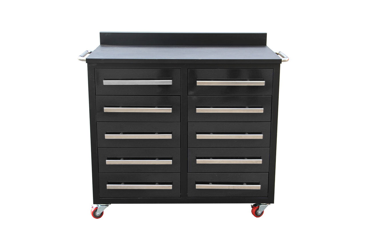 Ultimate Trolley Workbench with Drawers Black