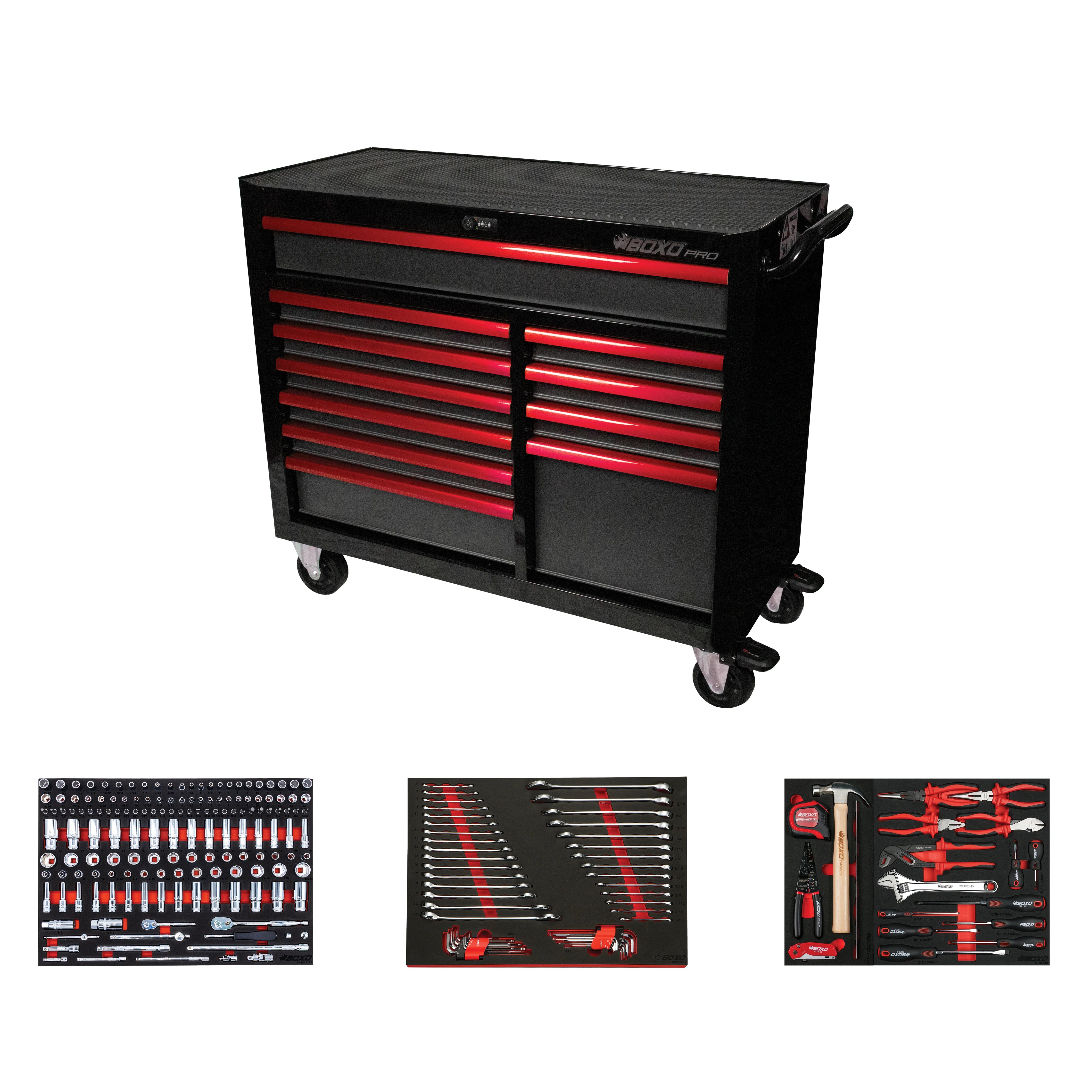 Pro Series | 45" 11-Drawer Bottom Roll Tool Cabinet | Gloss Black