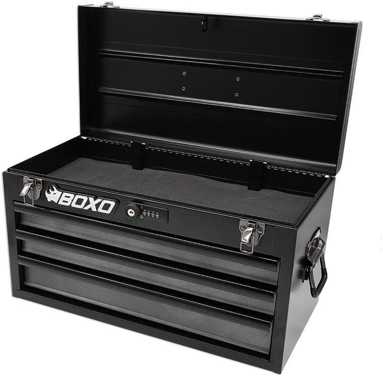 20" 3-Drawer Portable Steel Tool Box | Black/Blue