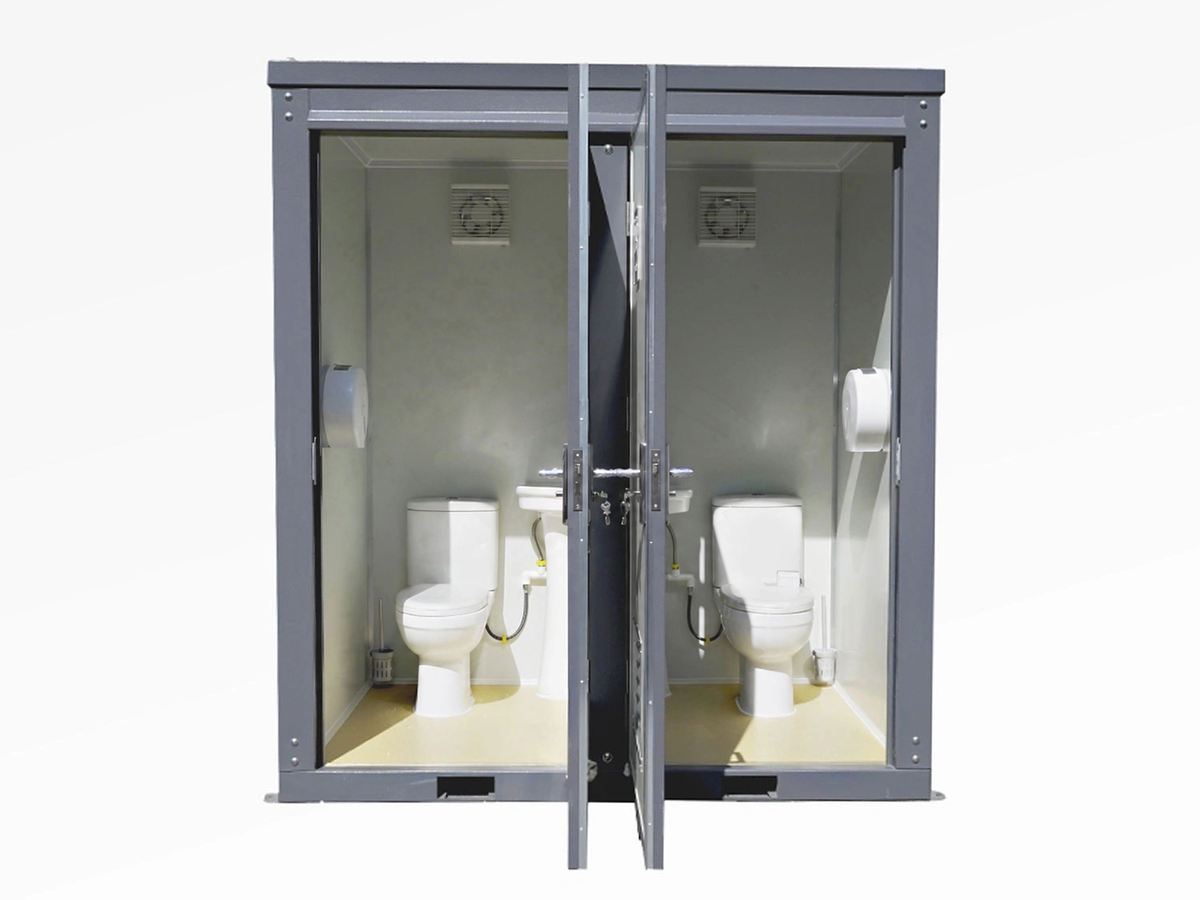 Mobile Double Toilets – Open Dual-Cubicle Interior