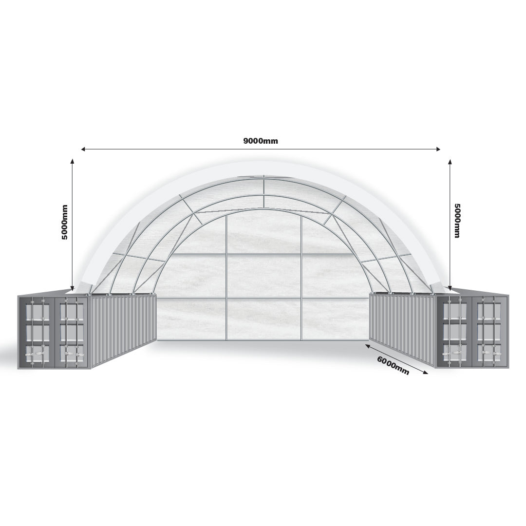 Container Shelter 20ft x 30ft including full back wall