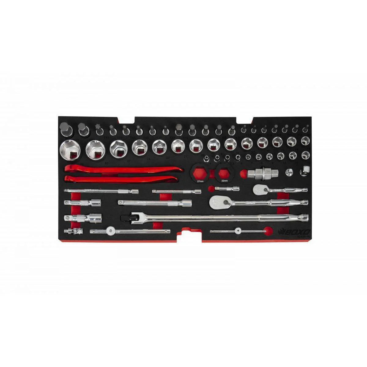 MotoBox | 103-Piece Metric Motorcycle 3-Drawer Hand Carry Tool Box - Black, Blue