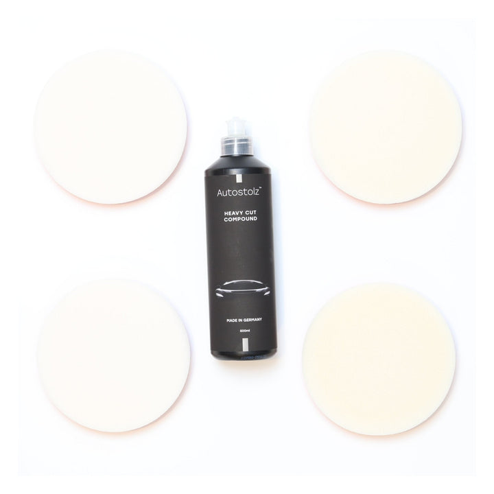 Autostolz Heavy Cut Pad & Compound Kit – 4 Pads + 500ml