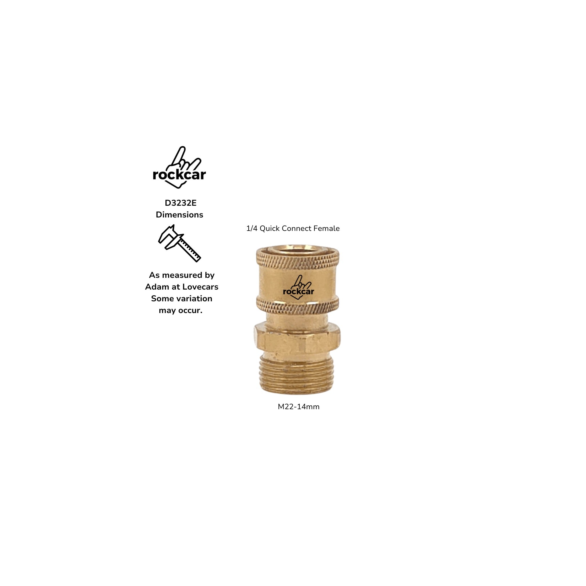 M22-14mm to 1/4-Inch Brass Quick Connect Adapter