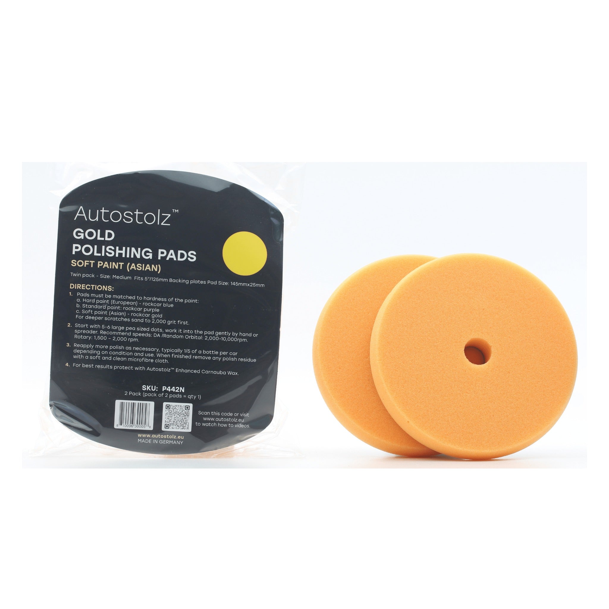 Autostolz Gold Soft Paint Polishing Pad 145 x 25mm, 2 Pack