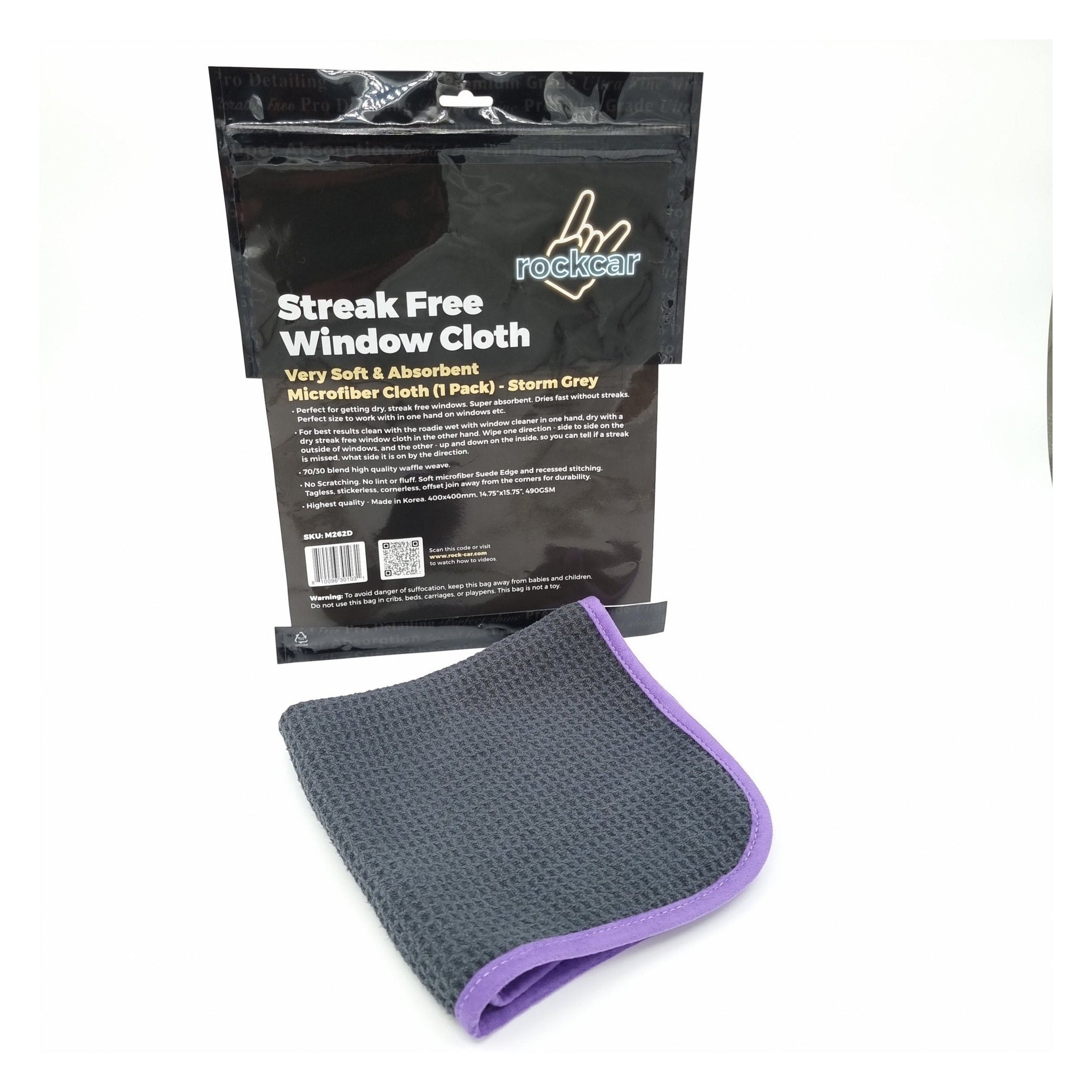 RockCar Waffle Glass Microfibre Cloth, Storm, 490gsm