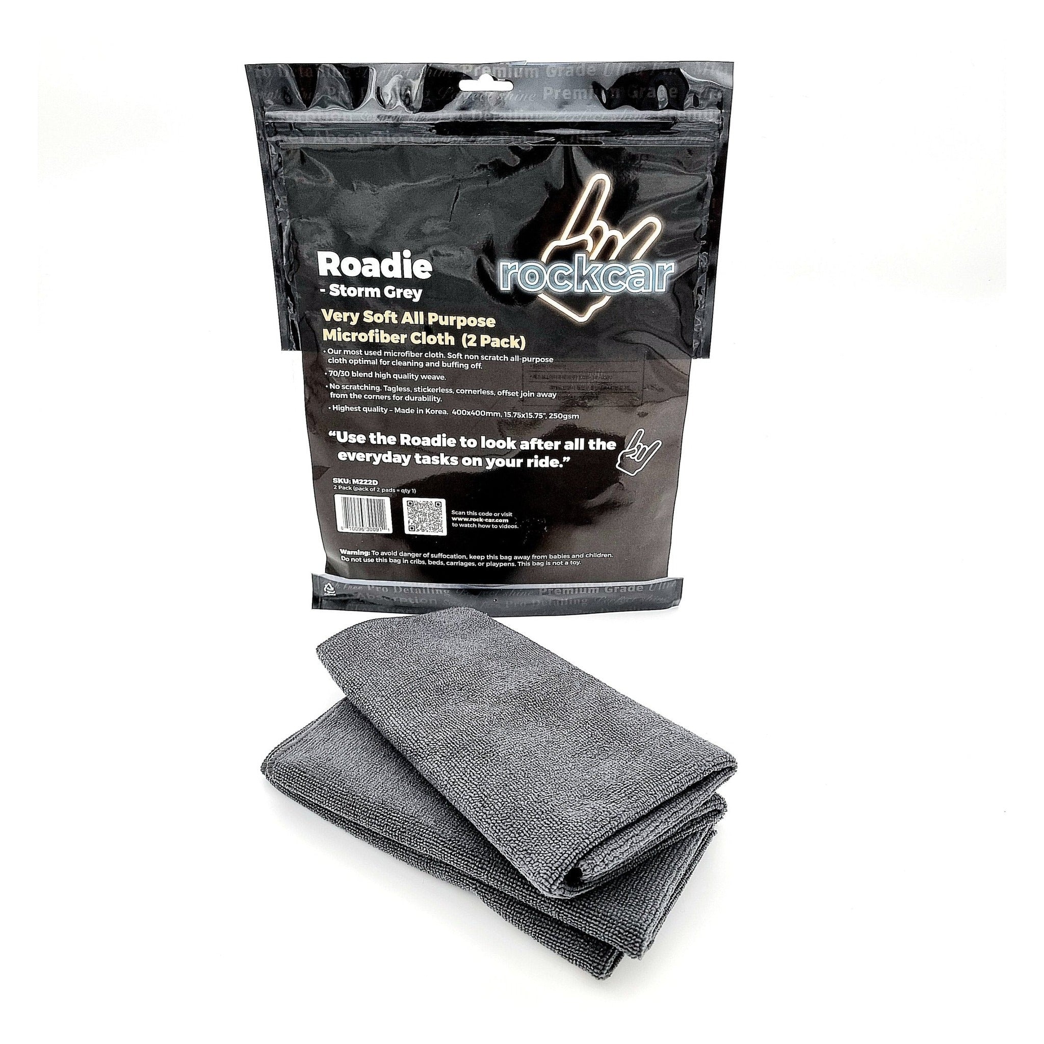 RockCar Roadie Dual-Weave Cloth, Storm, 2 Pack