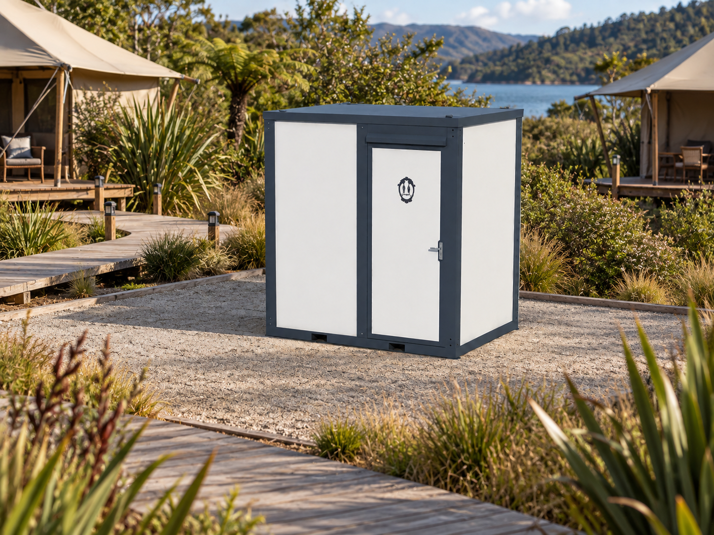 Compact Mobile Bathroom at a Glamping Retreat