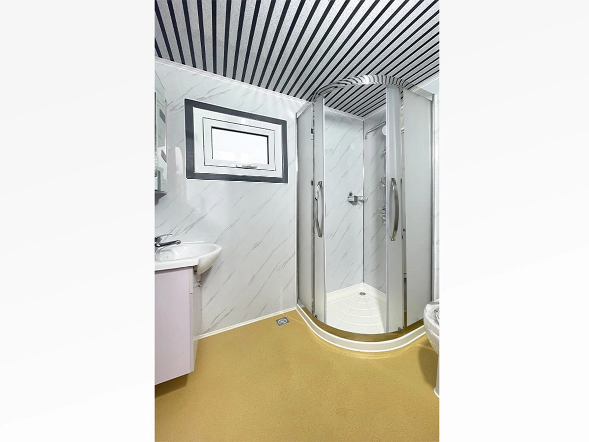 Mobile Bathroom – Basin and Curved Shower