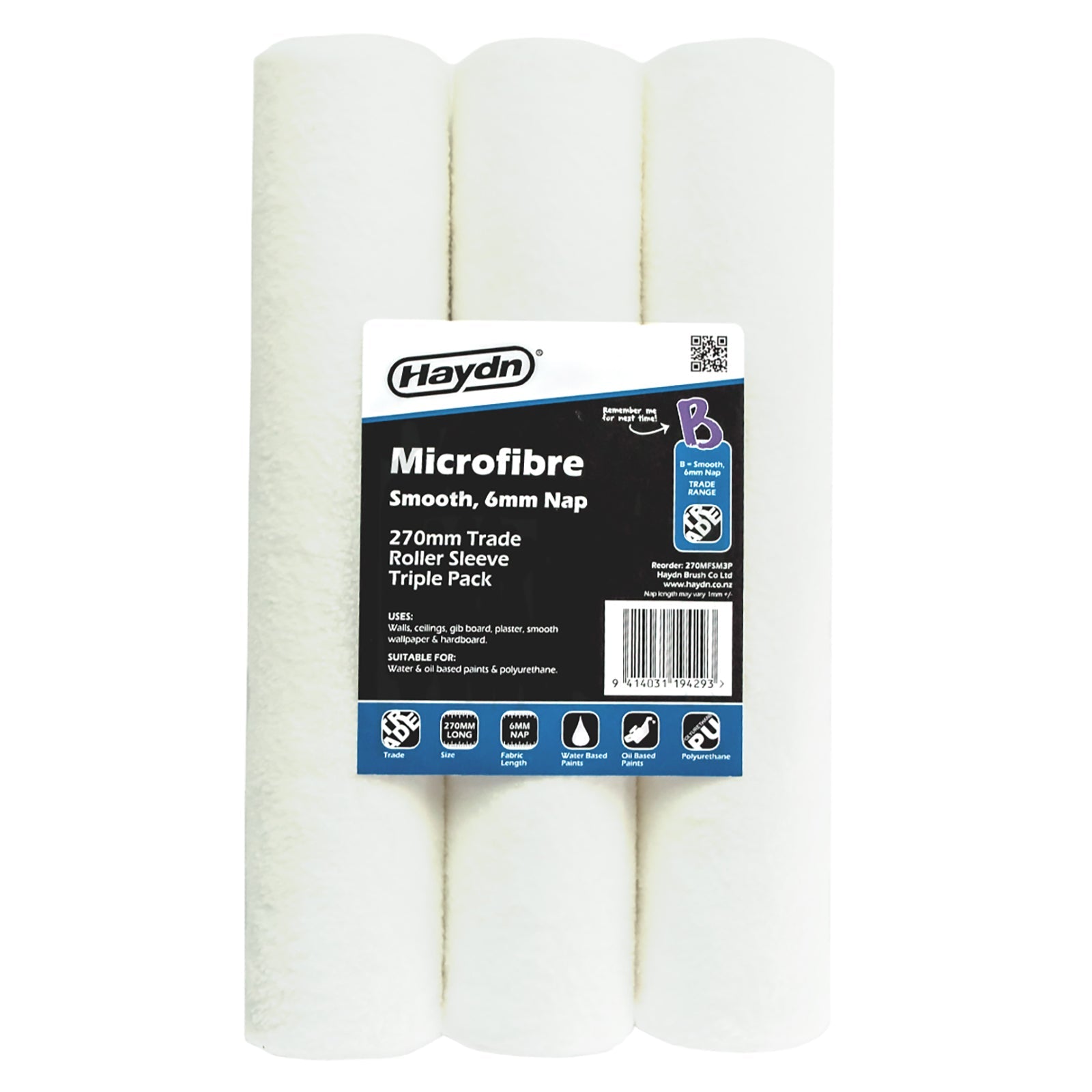 Trade Microfibre 6mm Smooth Roller Sleeve