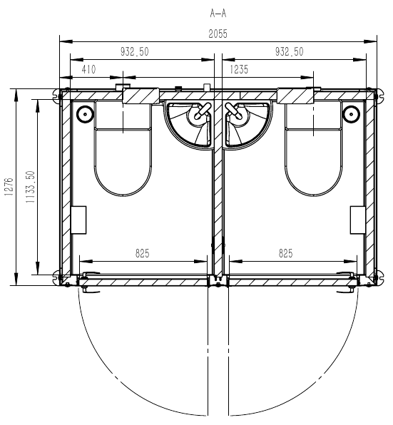 Illustrative floor layout for Mobile Double Toilets